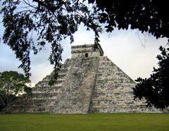 Mayan Pyramid shaded by jungle growth on The California Native Yucatan Tours